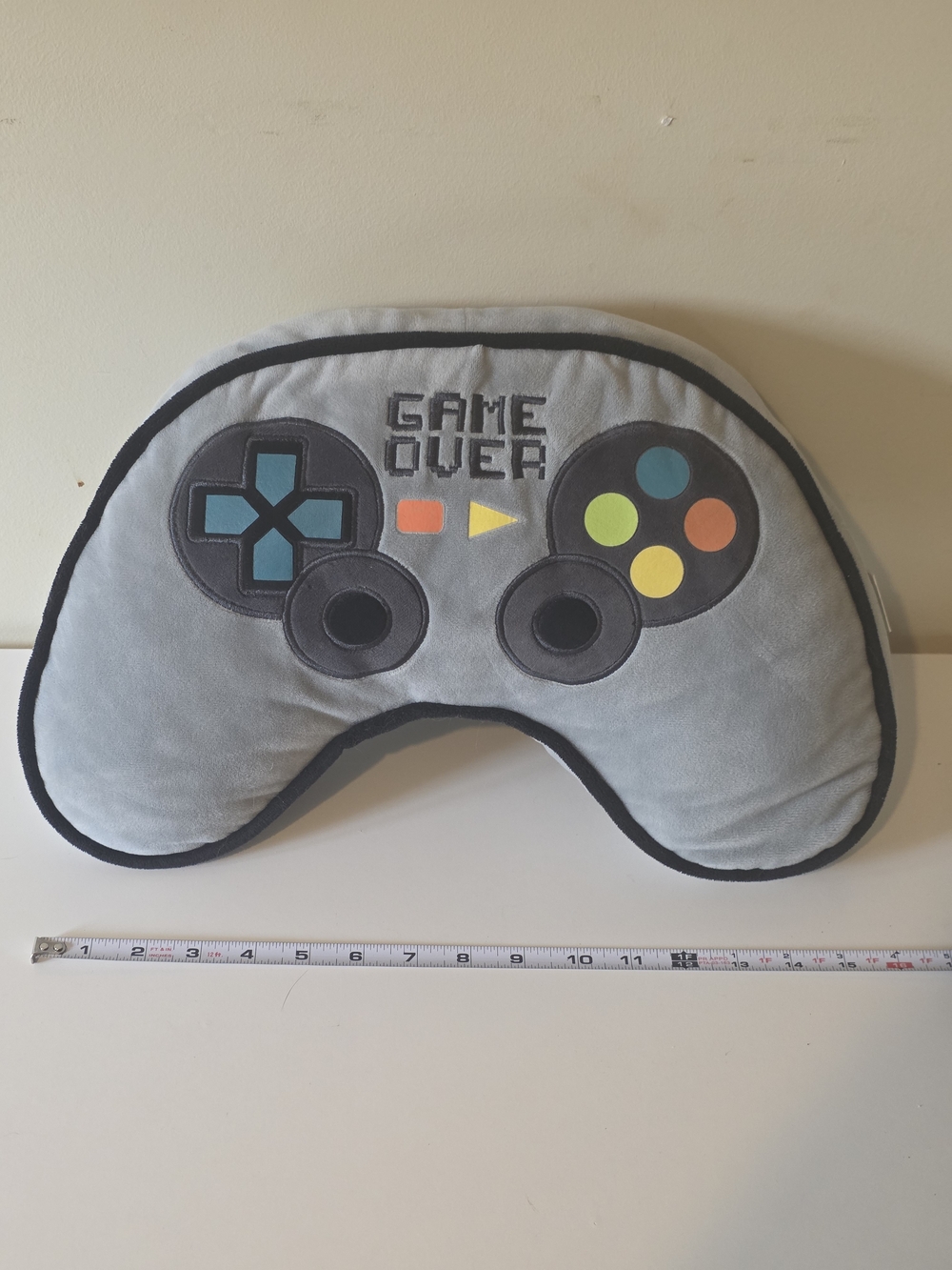 Game Over Plush Video Game Controller Pillow - Light Gray